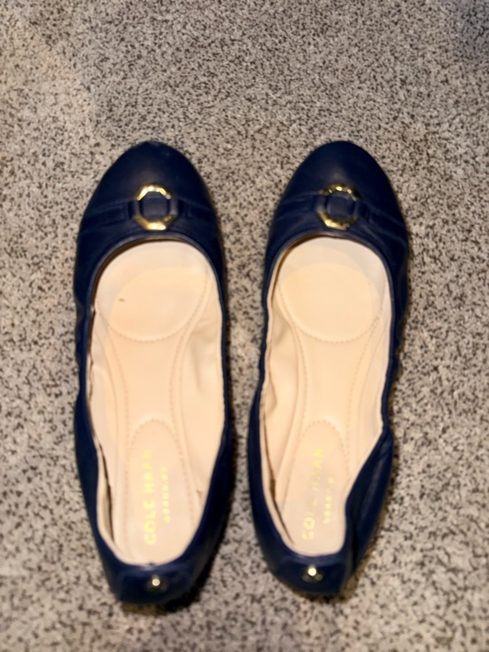 Navy Cole Haan Women's Ballet Flats with Gold Accent sz 7